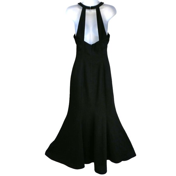 Vintage Georgiou Black Speckled Gown Dress Halter Back Cutout Zip Mermaid 4
